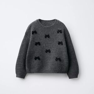 ZARA Kids Baby Girl Toddler Knit Bows Jumper Sweater Sz 5T NWT